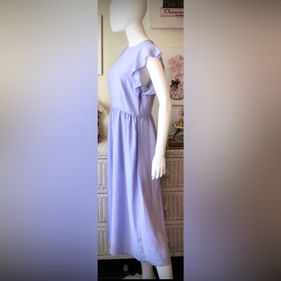 Wilfred Long length Midi dress with Ruffled Cap Sleeves in Lavender color size S - Picture 2 of 9